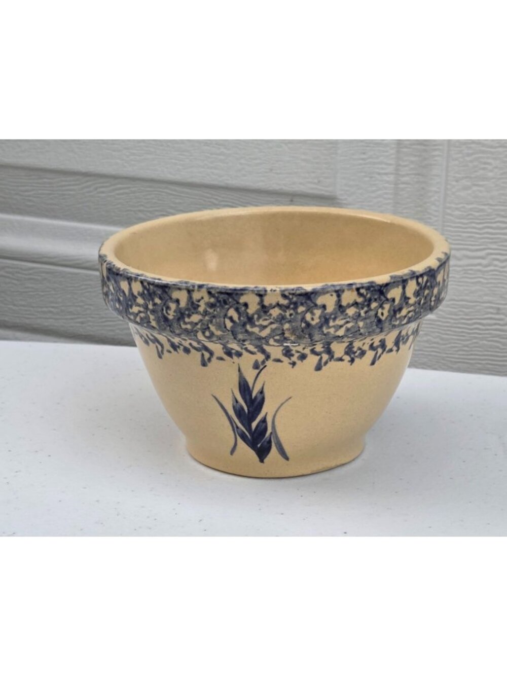 Robinson Ransbottom RRP Blue & Beige 6,25" Vintage Stoneware Blue Spongeware